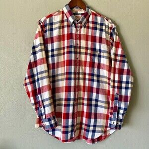 Vintage The Fox Collection Men's Large Flannel 100% Cotton Button Down Shirt 70s